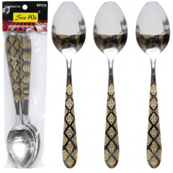 Прибори Ромб золотий ложкі столові (6 шт) 21см A3-176 Прибори Ромб золотий ложкі столові (6 шт) 21см A3-176