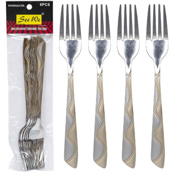 Прибори Хвиля золото виделка столова (6шт) TK002-F 21см Прибори Хвиля золото виделка столова (6шт) TK002-F 21см