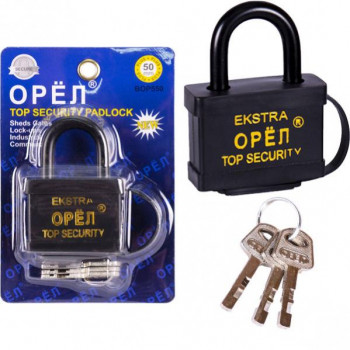 Замок 50 мм навісний TLAN EXTRA/ОРЕЛ з гумовою кришкою (12шт/уп) Х2-82 0557/0355 Замок 50 мм навісний TLAN EXTRA/ОРЕЛ з гумовою кришкою (12шт/уп) Х2-82 0557/0355