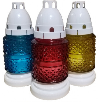 Лампадка 350 біле (скло) кольорова 17см (15шт/уп) Лампадка 350 біле (скло) кольорова 17см (15шт/уп)