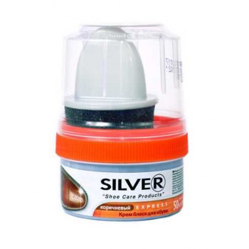 Крем для взуття SILVER коричневий з губкою 50мл (12шт) 1089 Крем для взуття SILVER коричневий з губкою 50мл (12шт) 1089
