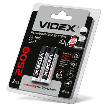 Акумулятор VIDEX HR6/AA 2500mAh 1.2V 2шт/пл (20шт/уп) 291802 Акумулятор VIDEX HR6/AA 2500mAh 1.2V 2шт/пл (20шт/уп) 291802
