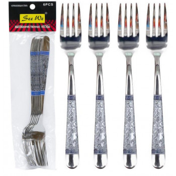 Прибори Лілія синя виделки столові (6 шт) 21см 600в/я X3-187 Прибори Лілія синя виделки столові (6 шт) 21см 600в/я X3-187