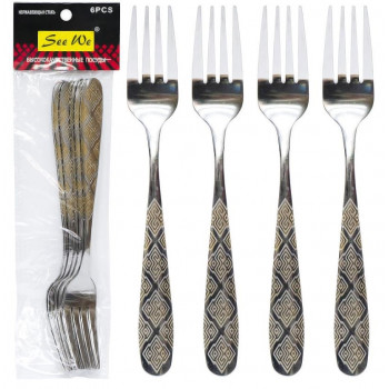 Прибори Ромб золотий виделка столова (6 шт) 21см A3-177 Прибори Ромб золотий виделка столова (6 шт) 21см A3-177