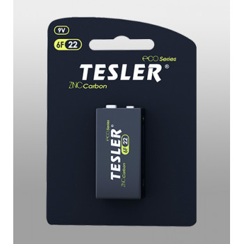 Батарейки  TESLER carbon  6F22 (1шт на блістері) КРОНА (12в/у)