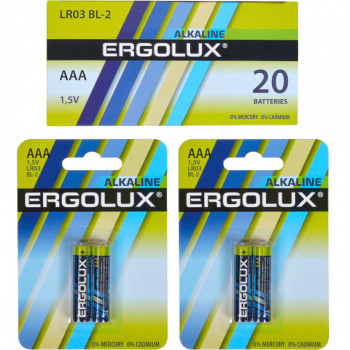 Батарейки Ergolux AAА R3 Alkaline 