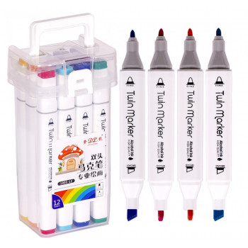 Набір скетч-маркерів 12 кольорів в пластик.боксі Набір скетч-маркерів 12 кольорів в пластик.боксі