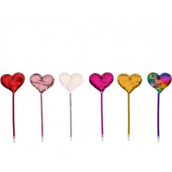 Ручка масляна Серце з паєтками Ручка масляна Серце з паєтками