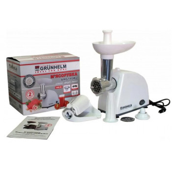 Мясорубка електрична GRUNHELM AMG 140B/140W/140WJ/AMG143W 1400Вт 2 решітки,насадк.для ковбас,реверс Мясорубка електрична GRUNHELM AMG 140B/140W/140WJ/AMG143W 1400Вт 2 решітки,насадк.для ковбас,реверс