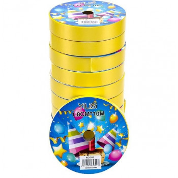 Стрічка  18мм*10м жовта 13-182 Стрічка  18мм*10м жовта 13-182