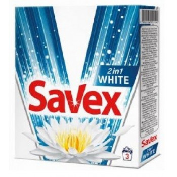 Пральний порошок картон Savex 300г автомат white 2в1 (22шт) 3пр (11,27 ціна за прання)
