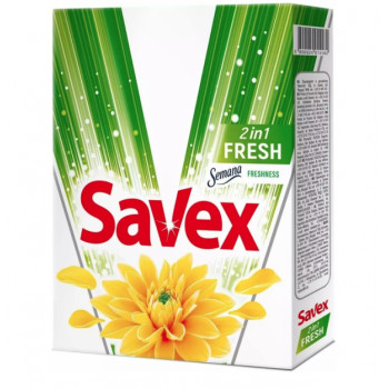 Пральний порошок картон Savex 300г автомат fresh 2в1 (22шт) 3пр (12,13 ціна за прання)