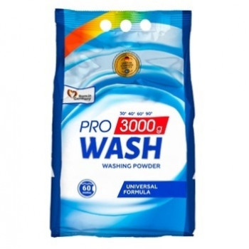 Пральний порошок PRO Wash 3 кг універсал 60пр (2,18 ціна за прання)