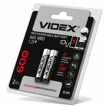Акумулятор VIDEX HR03/AAA 600mAh 1.2V 2шт/пл (20шт/уп) 291826 Акумулятор VIDEX HR03/AAA 600mAh 1.2V 2шт/пл (20шт/уп) 291826