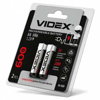 Акумулятор VIDEX HR6/AA 600mAh 1.2V 2шт/пл (20шт/уп) 291857 Акумулятор VIDEX HR6/AA 600mAh 1.2V 2шт/пл (20шт/уп) 291857