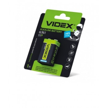 Батарейки VIDEX лужні 6LR61/9V (12шт/уп) 291604