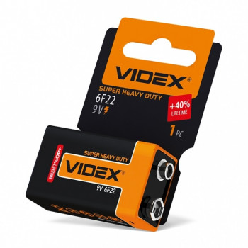 Батарейки VIDEX сольові 6F22/9V CARD Крона (24шт/уп) 291079 Батарейки VIDEX сольові 6F22/9V CARD Крона (24шт/уп) 291079