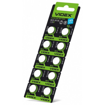 Батарейки VIDEX лужні для годинників AG10 LR1130 389/390 10шт/пл (100шт/уп) 291680 Батарейки VIDEX лужні для годинників AG10 LR1130 389/390 10шт/пл (100шт/уп) 291680