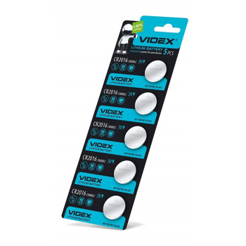 Батарейки VIDEX літієві CR 2016 5шт/пл (100шт/уп) 291086 Батарейки VIDEX літієві CR 2016 5шт/пл (100шт/уп) 291086