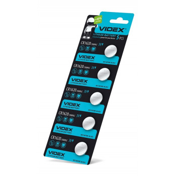 Батарейки VIDEX літієві CR 1620 5шт/пл (100шт/уп) 291642 Батарейки VIDEX літієві CR 1620 5шт/пл (100шт/уп) 291642
