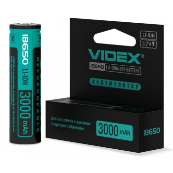 Акумулятор VIDEX літій-іонний 18650-P(захист) 3000mAh color box 1шт/пл (10шт/уп) 295275 Акумулятор VIDEX літій-іонний 18650-P(захист) 3000mAh color box 1шт/пл (10шт/уп) 295275