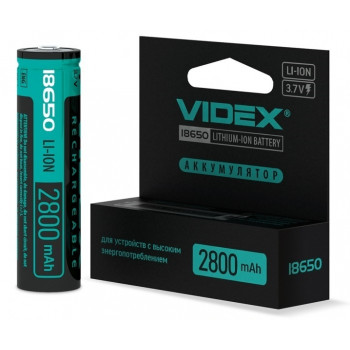 Акумулятор VIDEX літій-іонний 18650-P(захист) 2800mAh color box 1шт/пл (10шт/уп) 293011 Акумулятор VIDEX літій-іонний 18650-P(захист) 2800mAh color box 1шт/пл (10шт/уп) 293011