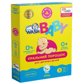 Пральний порошок картон Doctor Wash Baby 400г з Нейтральним ароматом універсал. (8шт) 1293 Пральний порошок картон Doctor Wash Baby 400г з Нейтральним ароматом універсал. (8шт) 1293