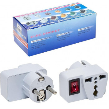 Перехідник універсальний на євро розетку з вимикачем А-14 (12шт/уп) Перехідник універсальний на євро розетку з вимикачем А-14 (12шт/уп)
