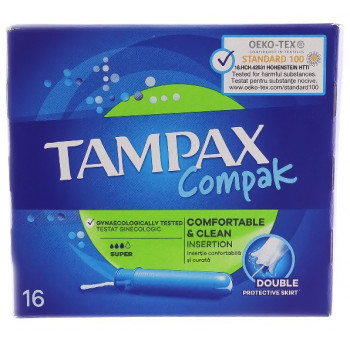Тампони TAMPAX Compak 3кап.з аплікатором супер Duo (16 шт) 2788/219743