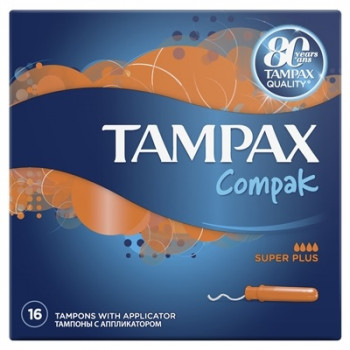 Тампони TAMPAX Compak 4кап.з аплікатором Супер плюс (16 шт) 1882/300399