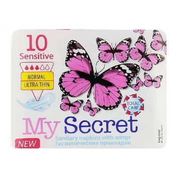 Прокладки My Secret 4 кап Sensitive normal ultra thin (10шт) 20 в ящ.0045