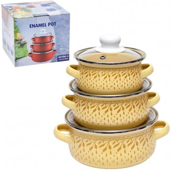 Каструля набір 3шт 601FDG-3 Золото емальовані 0,5л/0,7л/1,1л з кришками Каструля набір 3шт 601FDG-3 Золото емальовані 0,5л/0,7л/1,1л з кришками