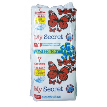 Прокладки My Secret 4 кап Sensitive super ultra thin (14 шт) 12 в ящ.0212