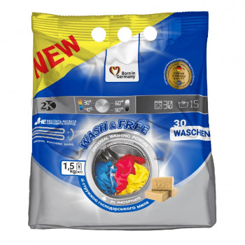 Пральний порошок Wash&Free 1,5кг універсал 30 автомат/15 ручне 0616/2024 Пральний порошок Wash&Free 1,5кг універсал 30 автомат/15 ручне 0616/2024