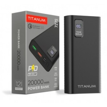 Павербанк TITANUM TPB-727 S 22.5W QC+PD чорний 20000 mAh 3407 Павербанк TITANUM TPB-727 S 22.5W QC+PD чорний 20000 mAh 3407
