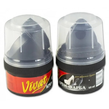 Крем для взуття Vivat чорний з губкою 60мл (12шт) 7344 Крем для взуття Vivat чорний з губкою 60мл (12шт) 7344