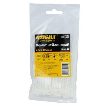 Хомут нейлоновий 2,5*100мм 100шт білий 2501031 Хомут нейлоновий 2,5*100мм 100шт білий 2501031