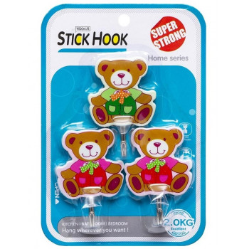 Гачки Набір 3шт самоклеючі Ведмедик 5см 9057 Гачки Набір 3шт самоклеючі Ведмедик 5см 9057