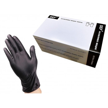 Рукавиці нітріл SEF чорні Міцні M (100шт) ціна за уп.10уп/ящ Рукавиці нітріл SEF чорні Міцні M (100шт) ціна за уп.10уп/ящ