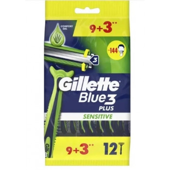 Станки Gillette Blue3 Sensitive 9+3 шт. (20уп/ящ) ціна за уп.0646 Станки Gillette Blue3 Sensitive 9+3 шт. (20уп/ящ) ціна за уп.0646